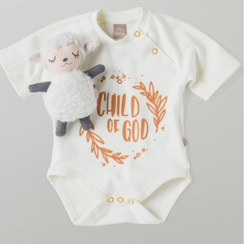 NIB HALLMARK BABY GIFT SET - 3/6 MONTHS BODYSUIT AND LAMB STUFF ANIMAL